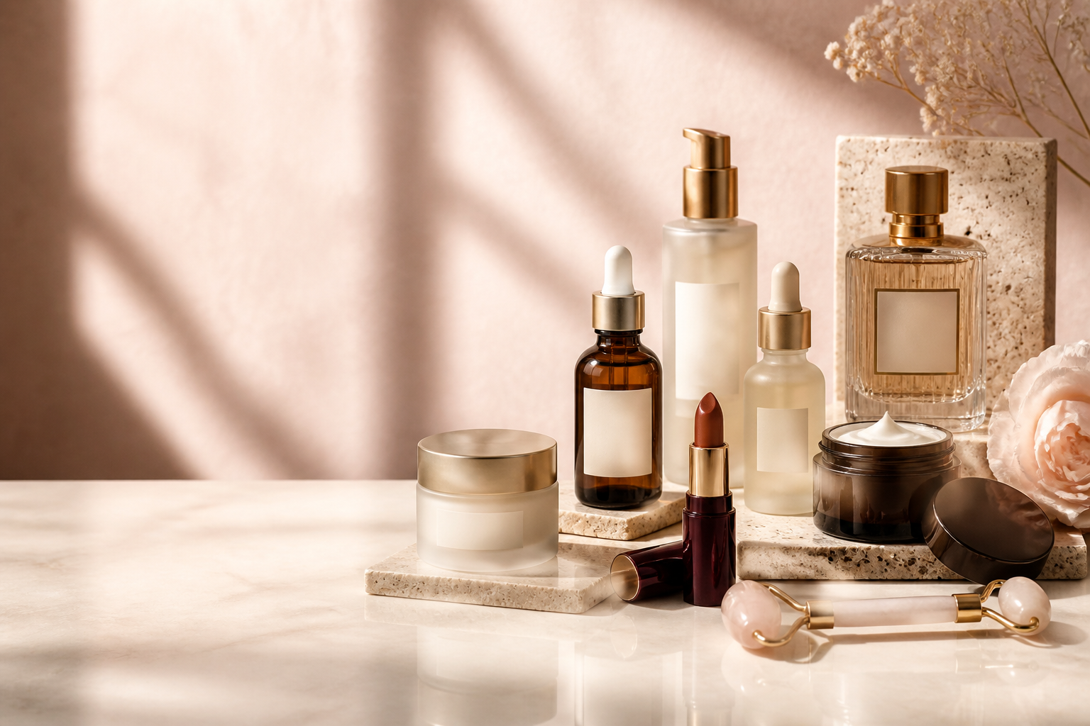 An editorial selection of luxury beauty products